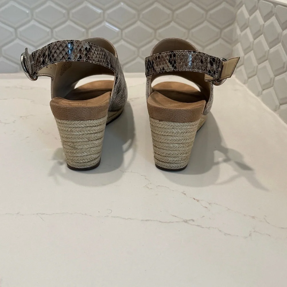 Sole Society Snakeskin Open-Toe Women's Wedge Espadrille Sandals Size 8 1/2